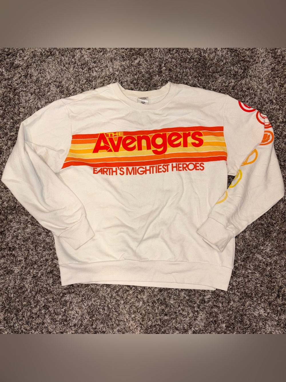 Marvel avengers tan crew neck sweater L
